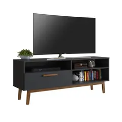 BE DESIGN - Rack Con 3 Espacios Y Puerta Para Tv 55' Negro Emovell