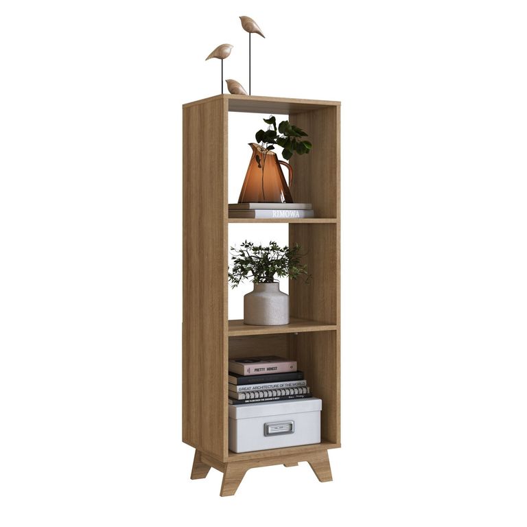 BE DESIGN Estante Con 1 Puerta Y 2 Espacios Miel Y Blanco Emovell