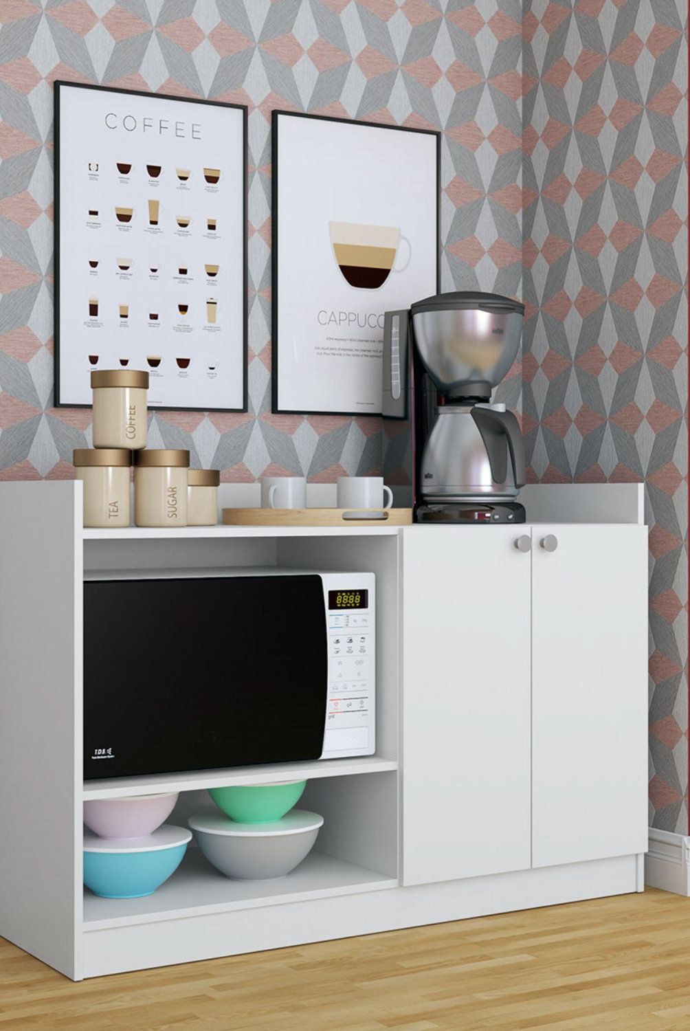 BE DESIGN - Mueble De Cocina Con 2 Puertas Y 2 Especios Blanco Be Design