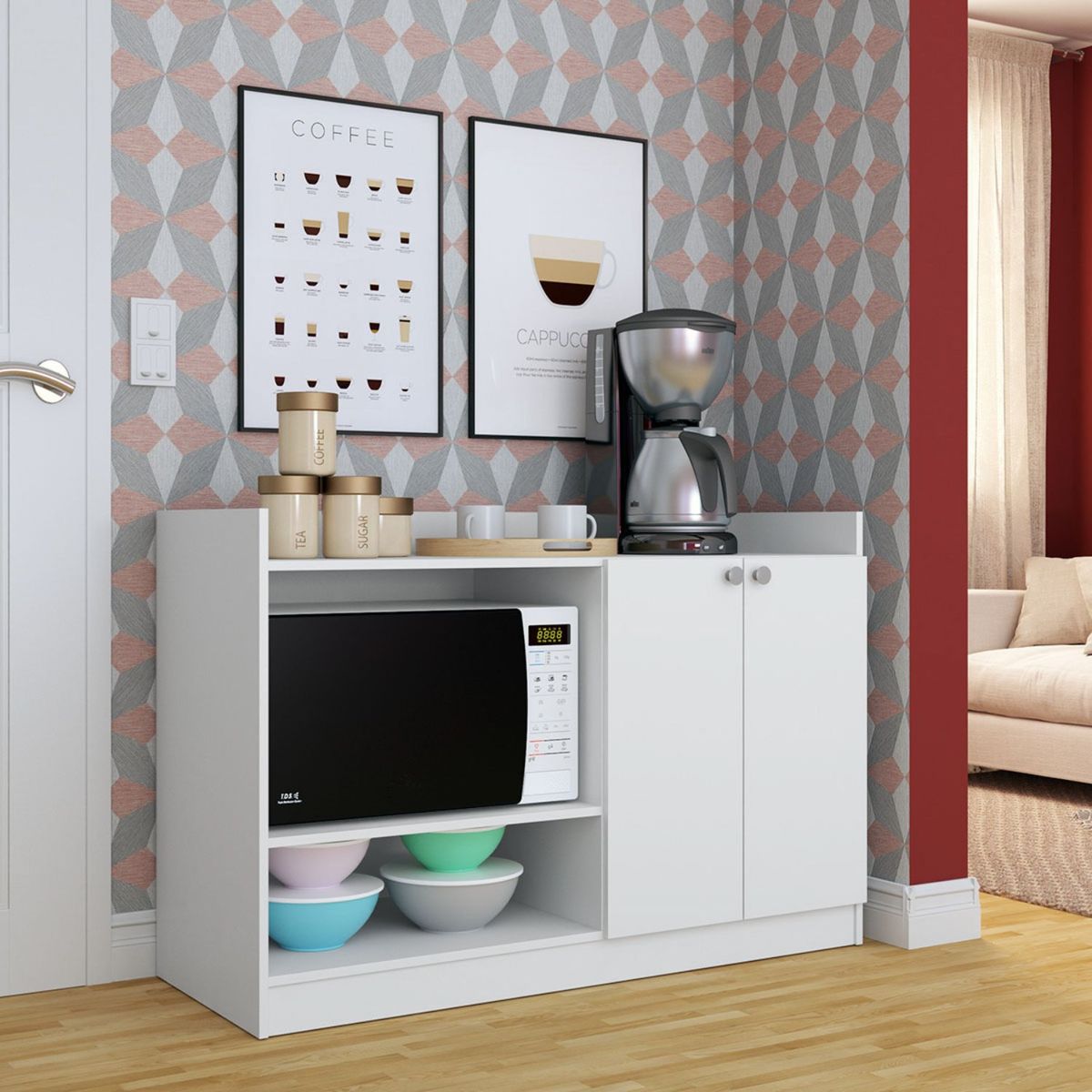 BE DESIGN - Mueble De Cocina Con 2 Puertas Y 2 Especios Blanco Be Design