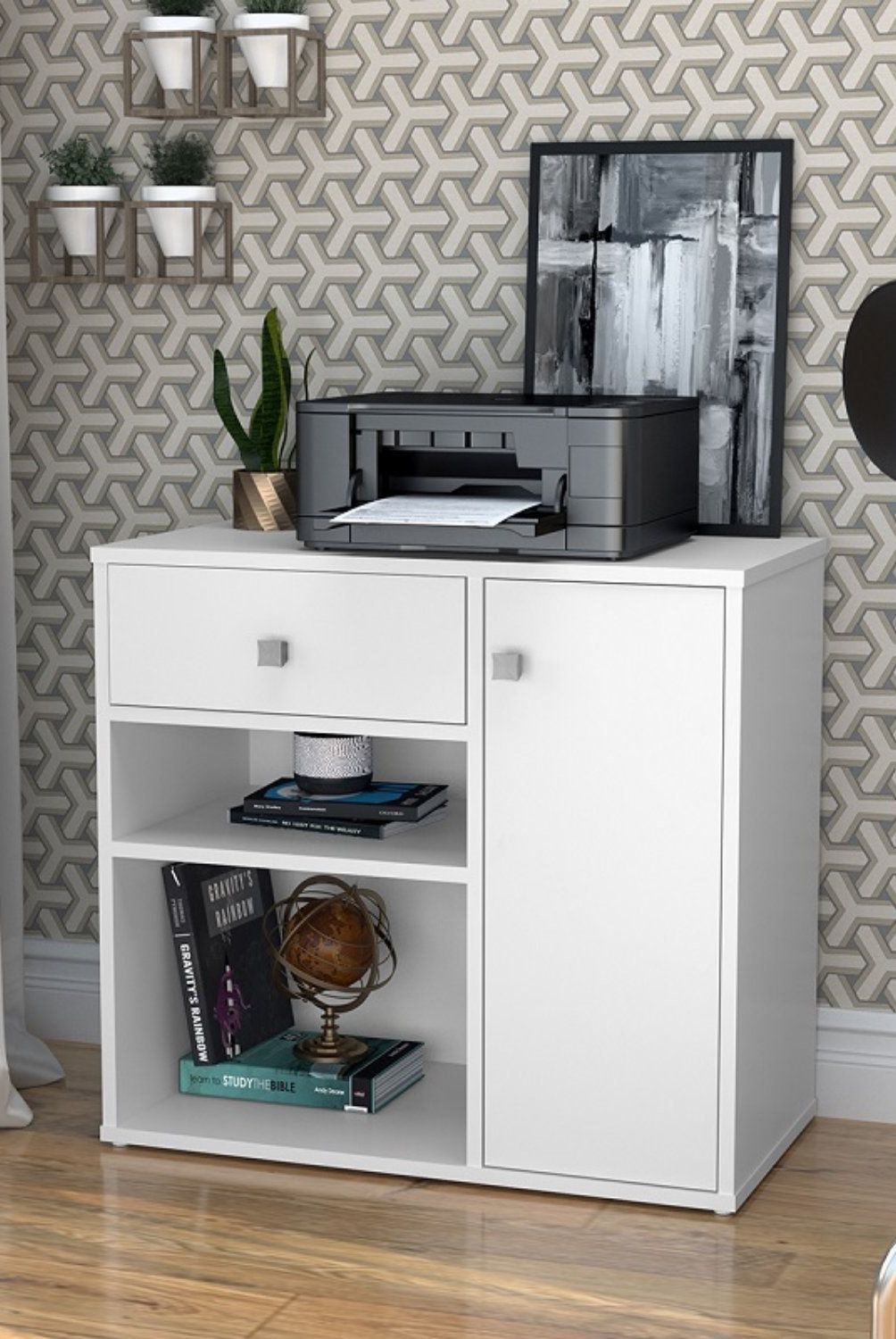 BE DESIGN - Mueble Multiuso Con Puerta Y Cajón Blanco Ravena Emovell Be Design