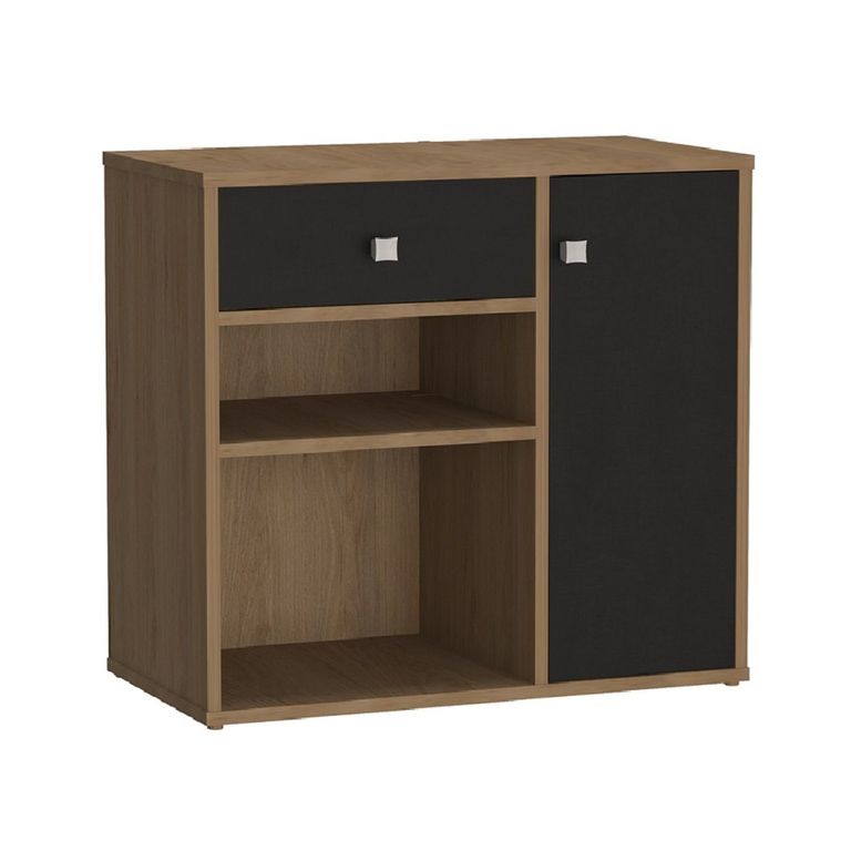 BE DESIGN Mueble Multiuso Con Puerta Y Cajón Miel Y Negro Ravena Emovell