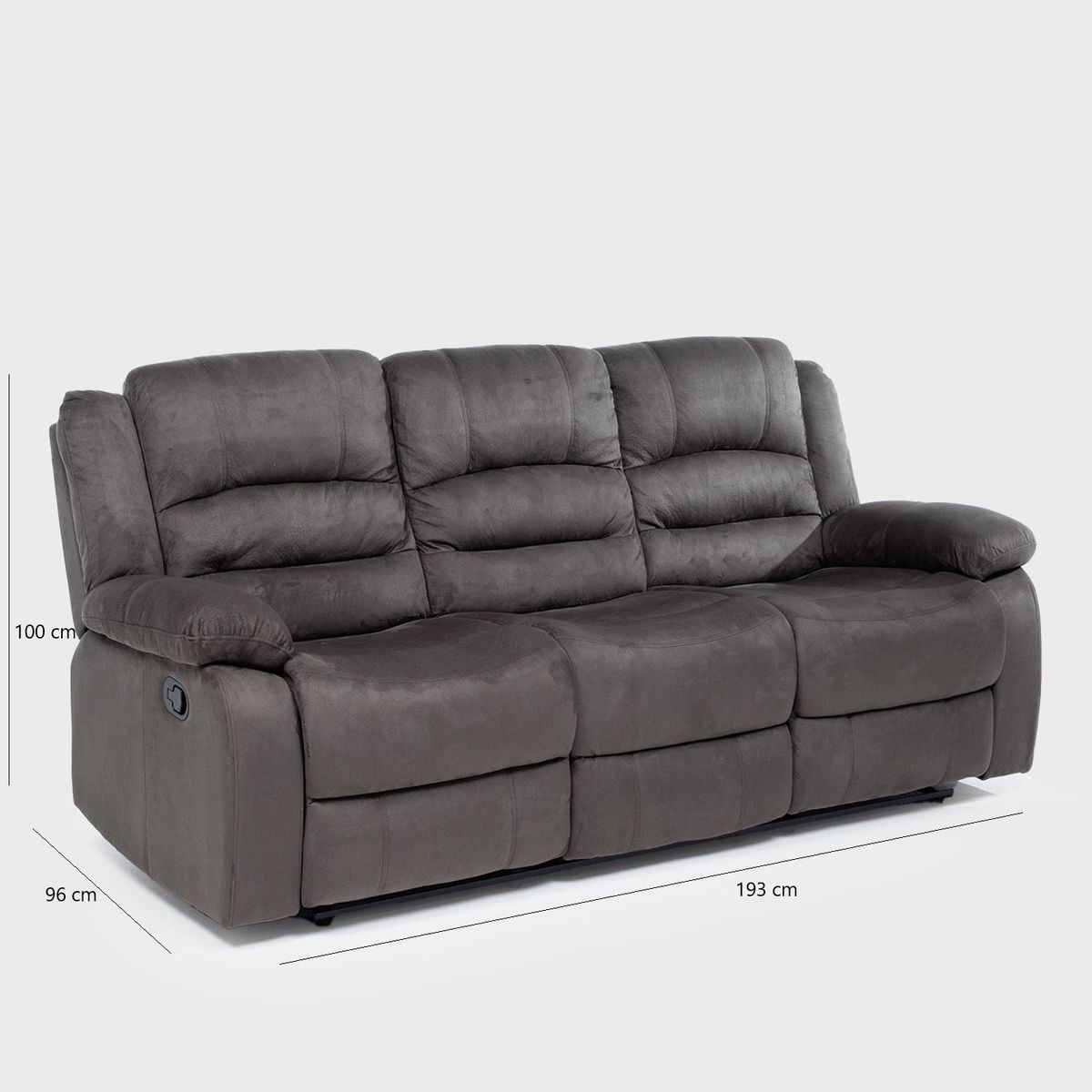 DANIELS - Sofá Reclinable 3 Cuerpos Terciopelo Portavasos Dan - Daniels