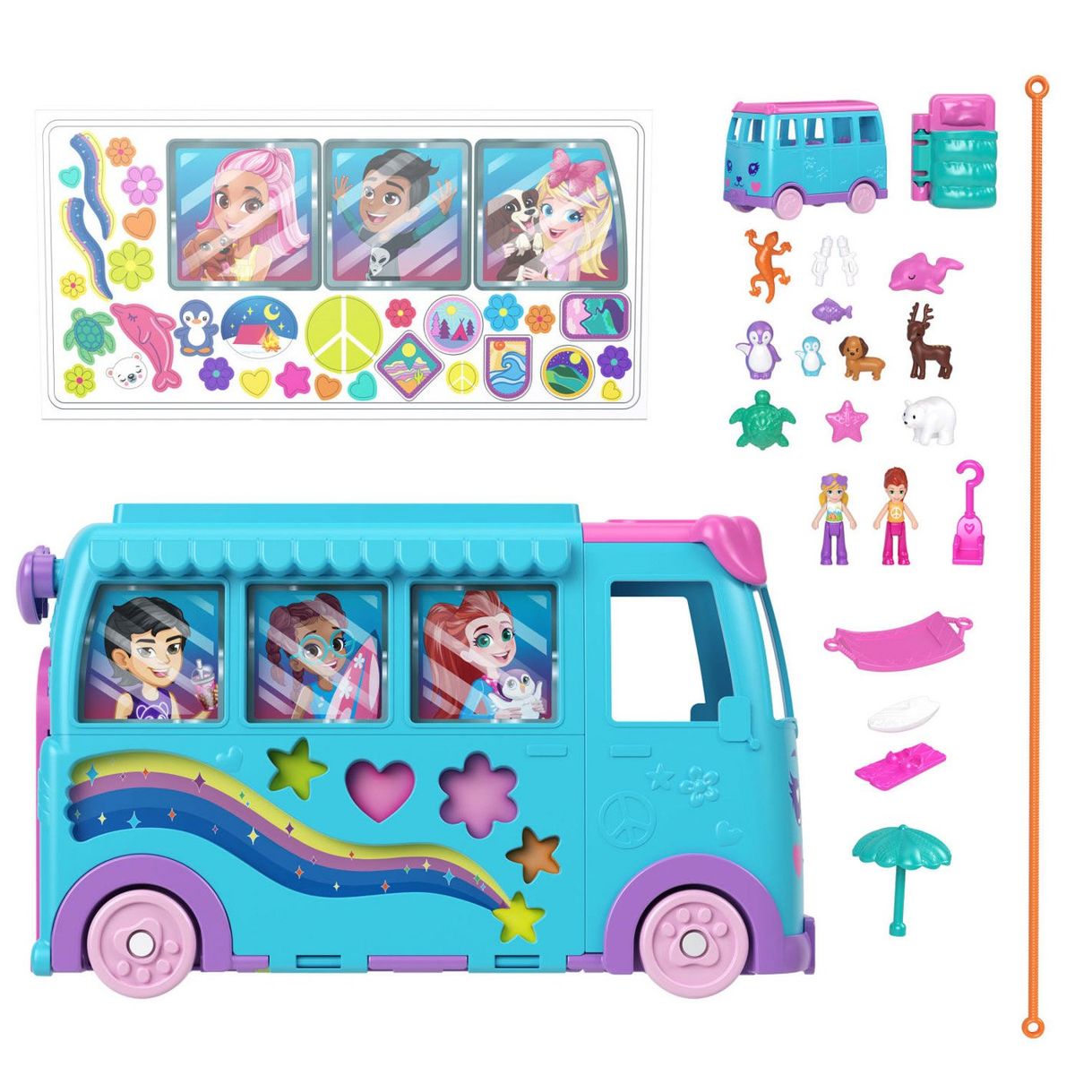 POLLY POCKET - Set de Juego Aventura Sobre Ruedas con Mascotas Polly Pocket