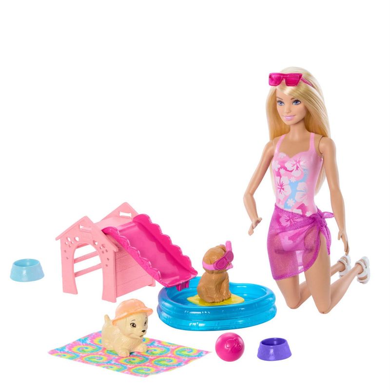 BARBIE - Set de Juego Fiesta en la Piscina con Perritos Barbie