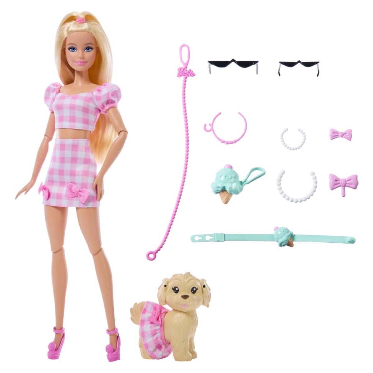 BARBIE - Muñeca Looks Iguales Malibú y Perrito Barbie