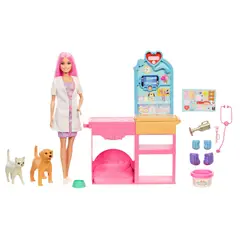 BARBIE - Profesiones Set Veterinaria con Mascotas y Accesorios
