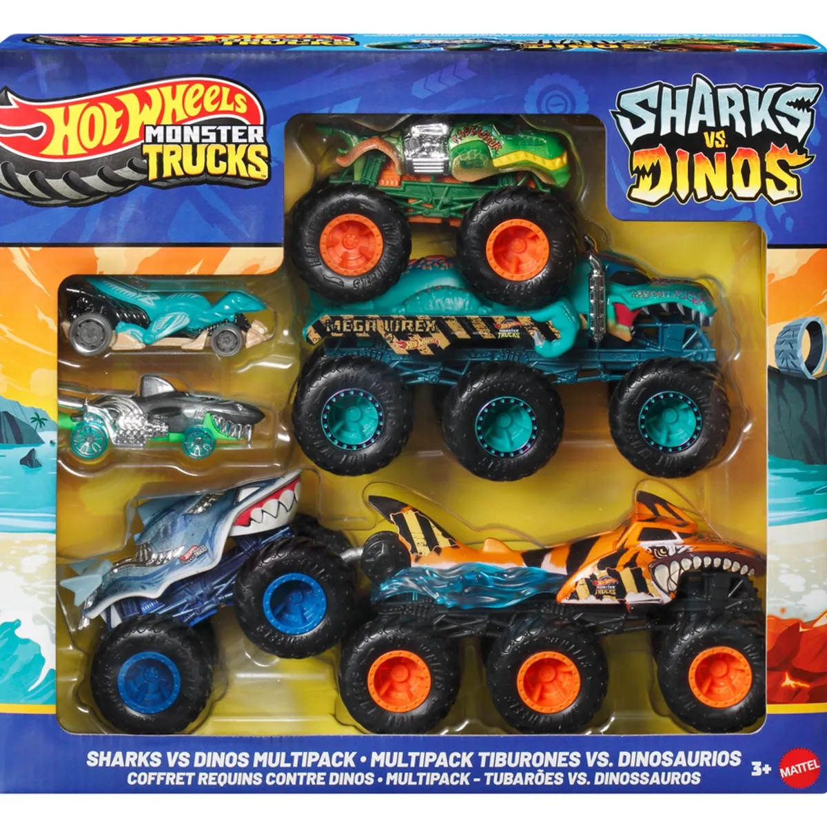 HOT WHEELS - Monster Trucks Vehículo Shark vs Dino Multipack Hot Wheels