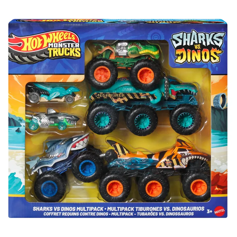 HOT WHEELS - Monster Trucks Vehículo Shark vs Dino Multipack Hot Wheels