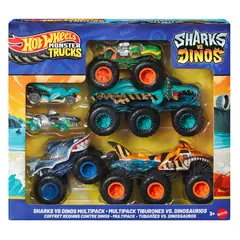HOT WHEELS - Monster Trucks Vehículo Shark vs Dino Multipack