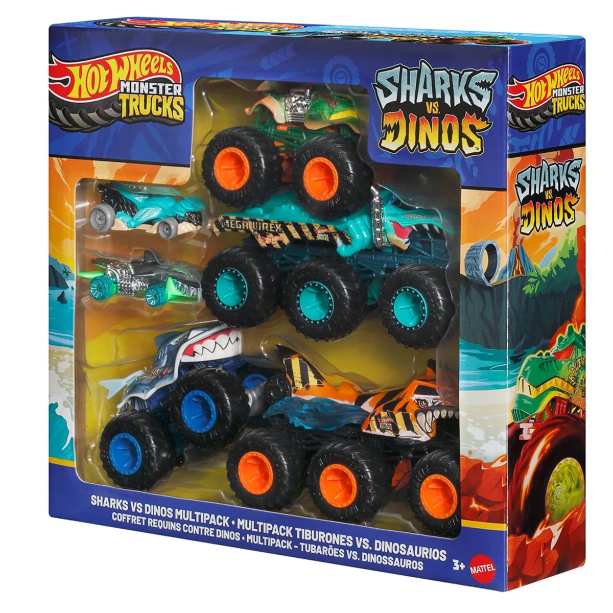 HOT WHEELS - Monster Trucks Vehículo Shark vs Dino Multipack Hot Wheels