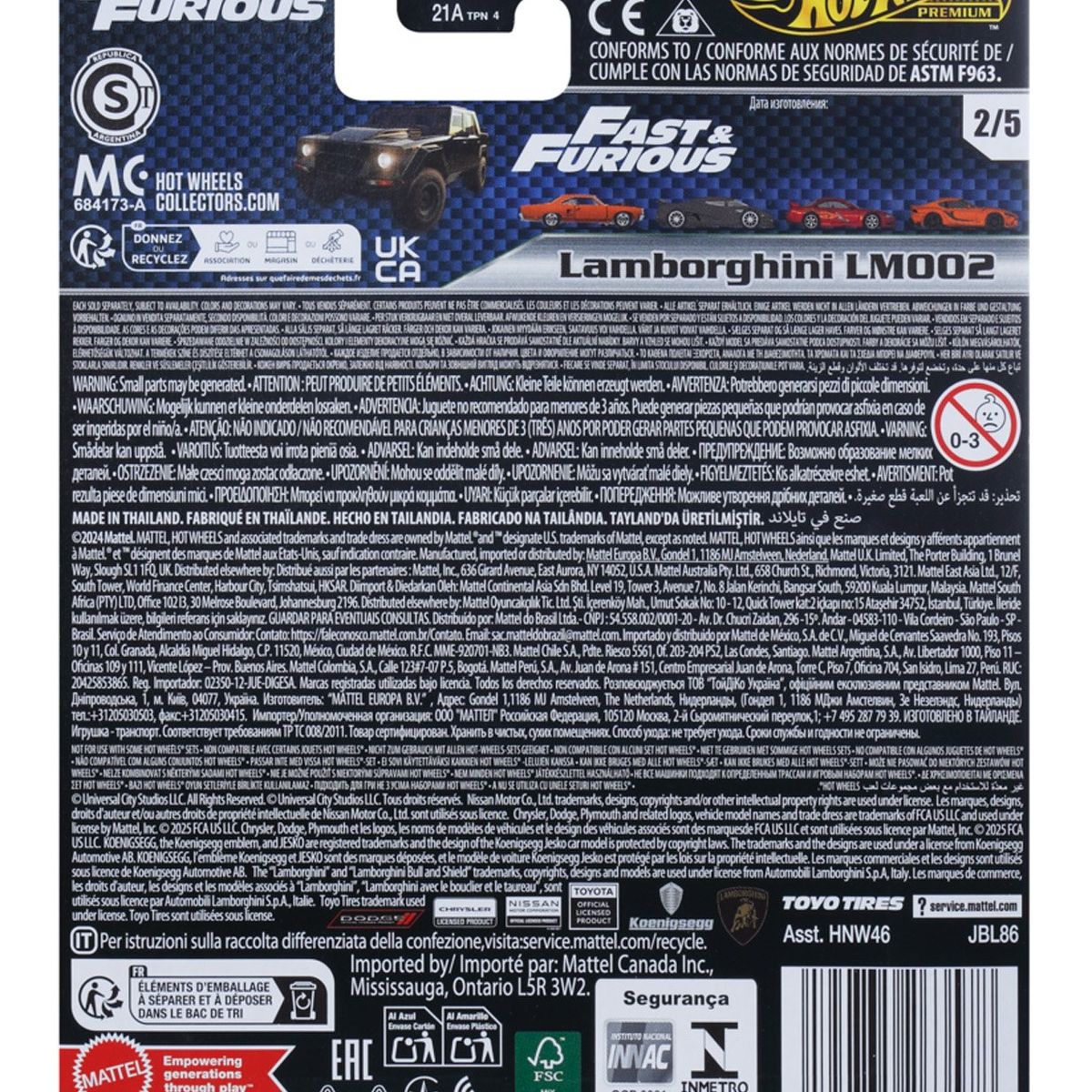 HOT WHEELS - Collector Auto Fast & Furious Lamborghini LM002 Hot Wheels