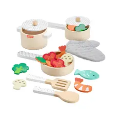 FISHER PRICE - Juguete Set de Ollas y Sartenes de Madera