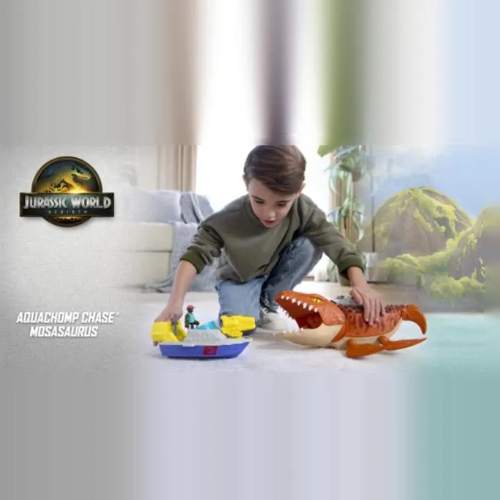 FISHER PRICE Jurassic World Rebirth Mosasaurus Caza y Muerde Imaginext