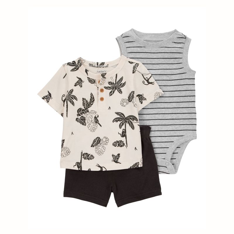 CARTER'S - Conjunto 3 Piezas Polera, Body y Short Bebé Niño Carter's