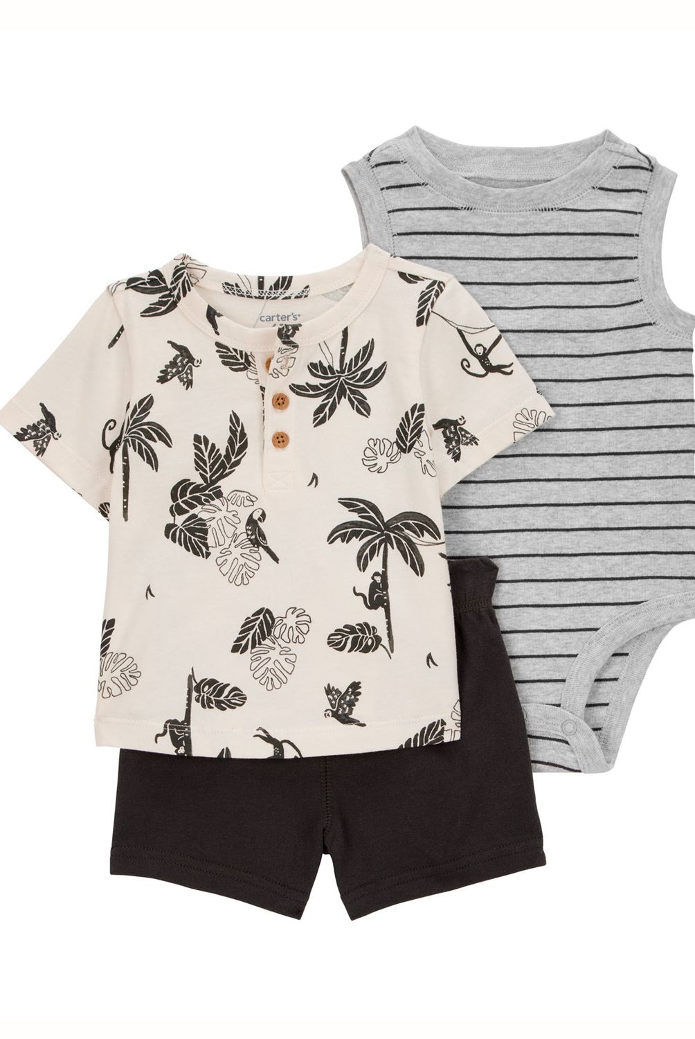 CARTER'S - Conjunto 3 Piezas Polera, Body Y Short Bebé Niño Carter's