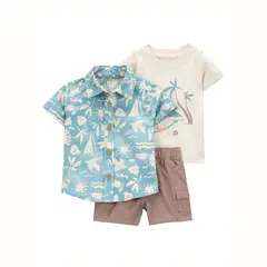 CARTER'S - Conjunto 3 Piezas Camisa, Polera Y Short Bebé Niño