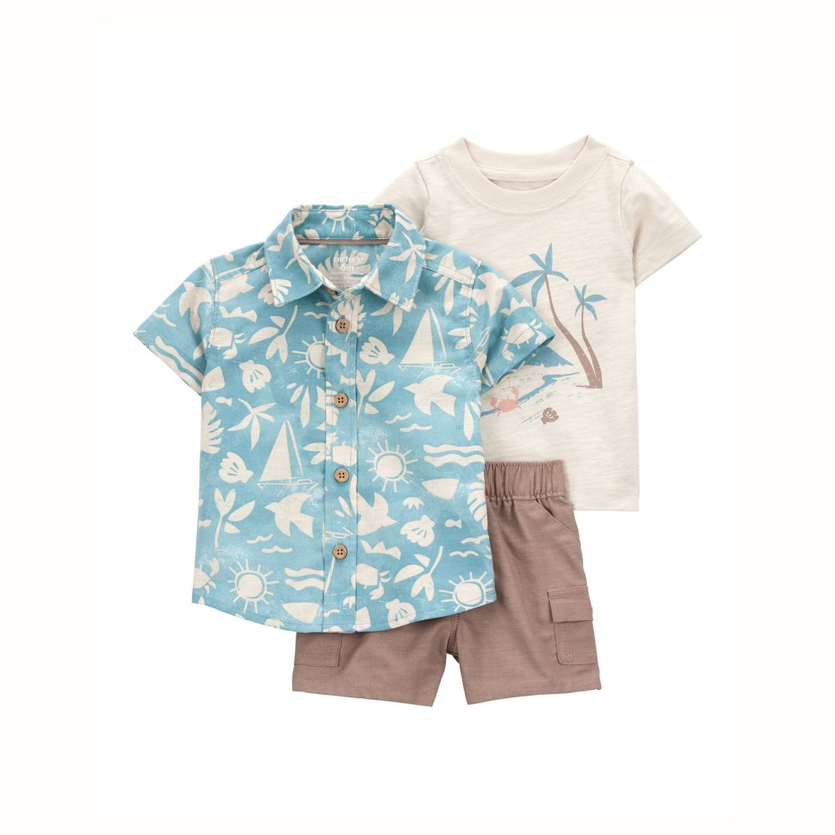 CARTER'S - Conjunto 3 Piezas Camisa, Polera y Short Bebé Niño  Carter's