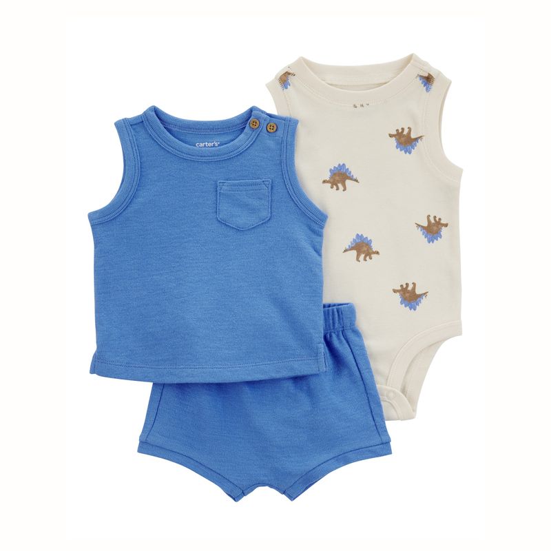 CARTER'S - Conjunto 3 Piezas Polera, Body y Short Bebé Niño Carter's