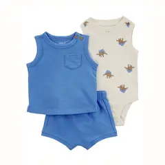 CARTER'S - Conjunto 3 Piezas Polera, Body y Short Bebé Niño