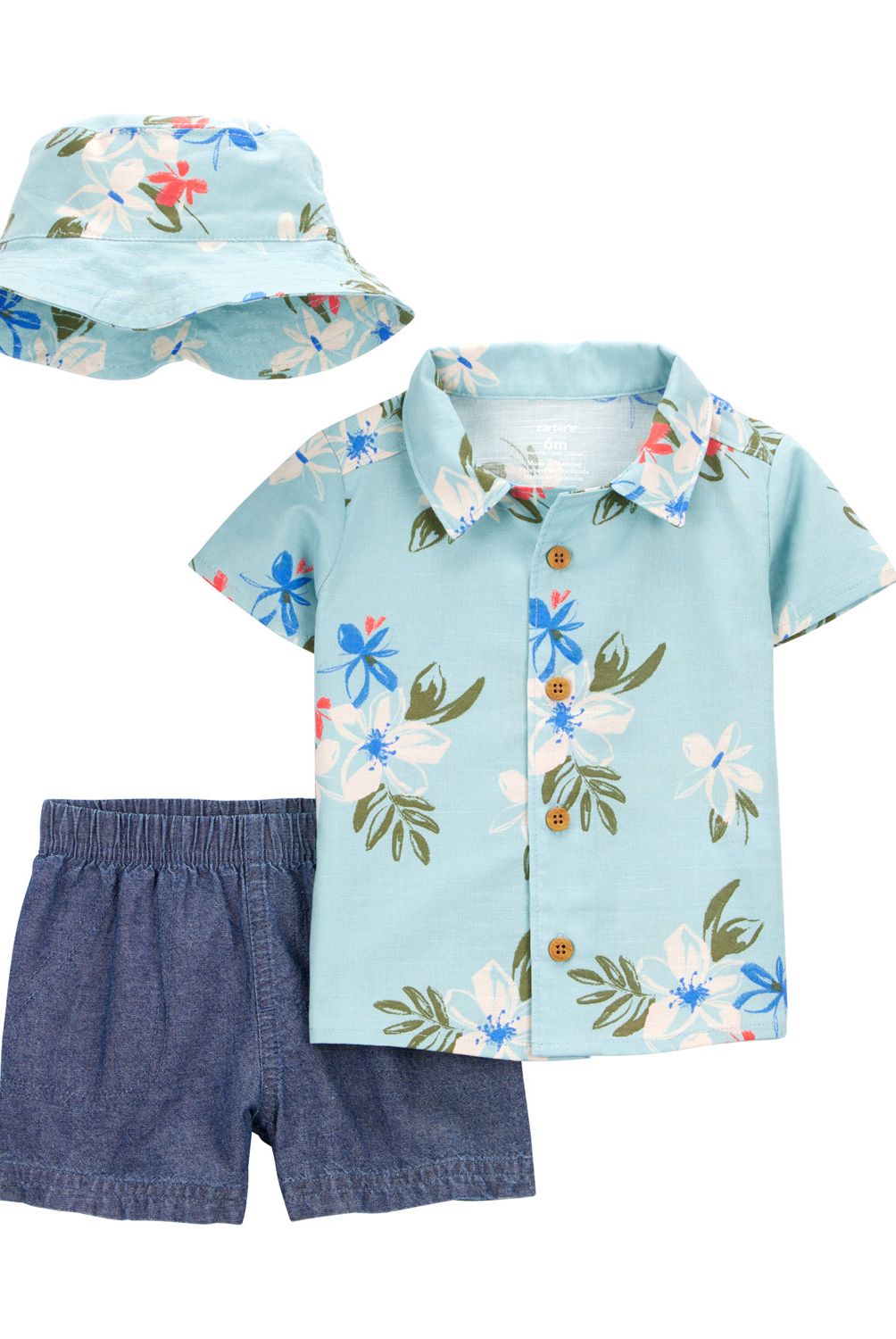 CARTER'S - Conjunto 3 Piezas Camisa, Gorro Y Short Bebé Niño Carter's