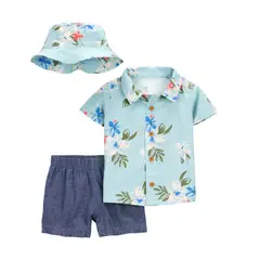 CARTER'S - Conjunto 3 Piezas Camisa, Gorro y Short Bebé Niño