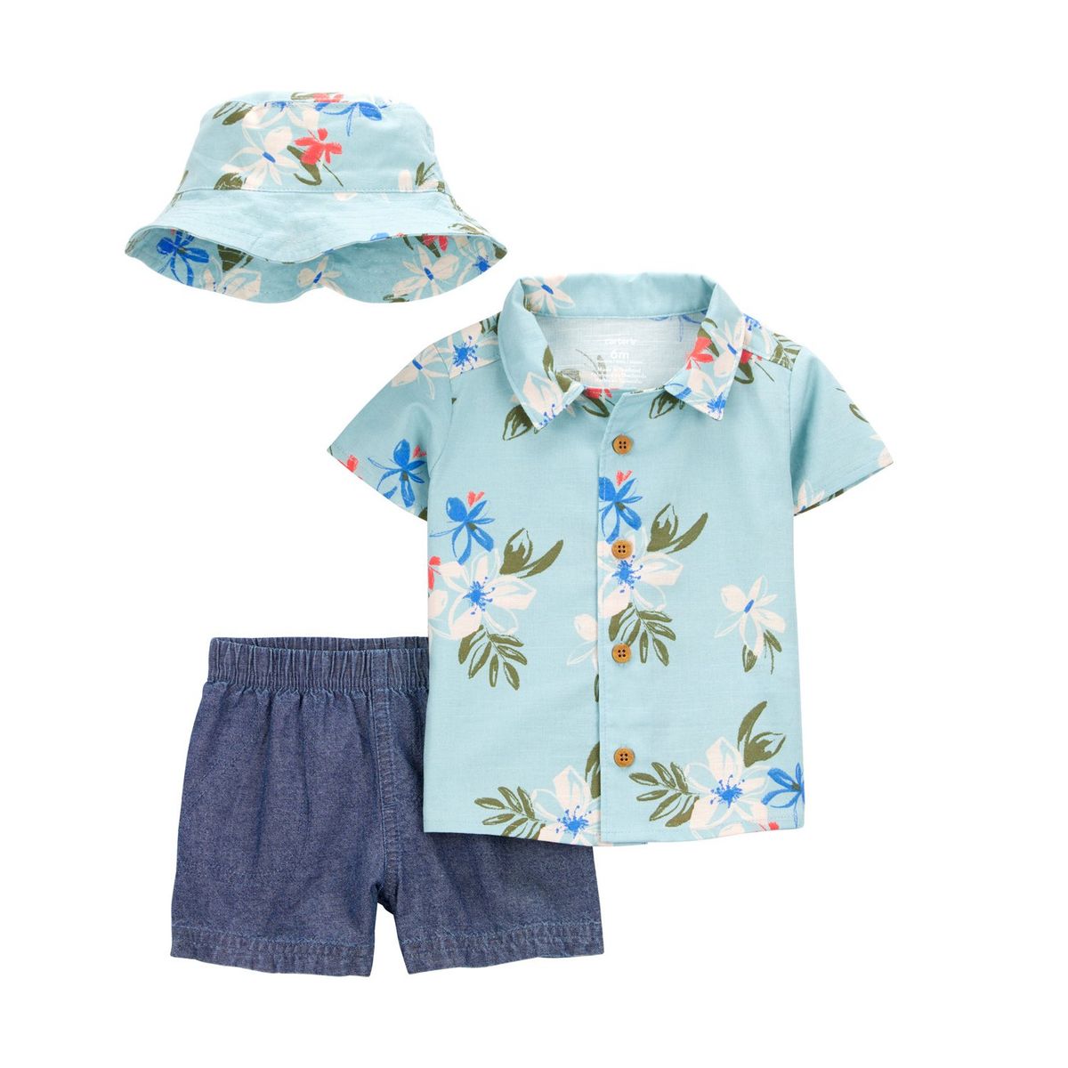 CARTER'S - Conjunto 3 Piezas Camisa, Gorro y Short Bebé Niño Carter's