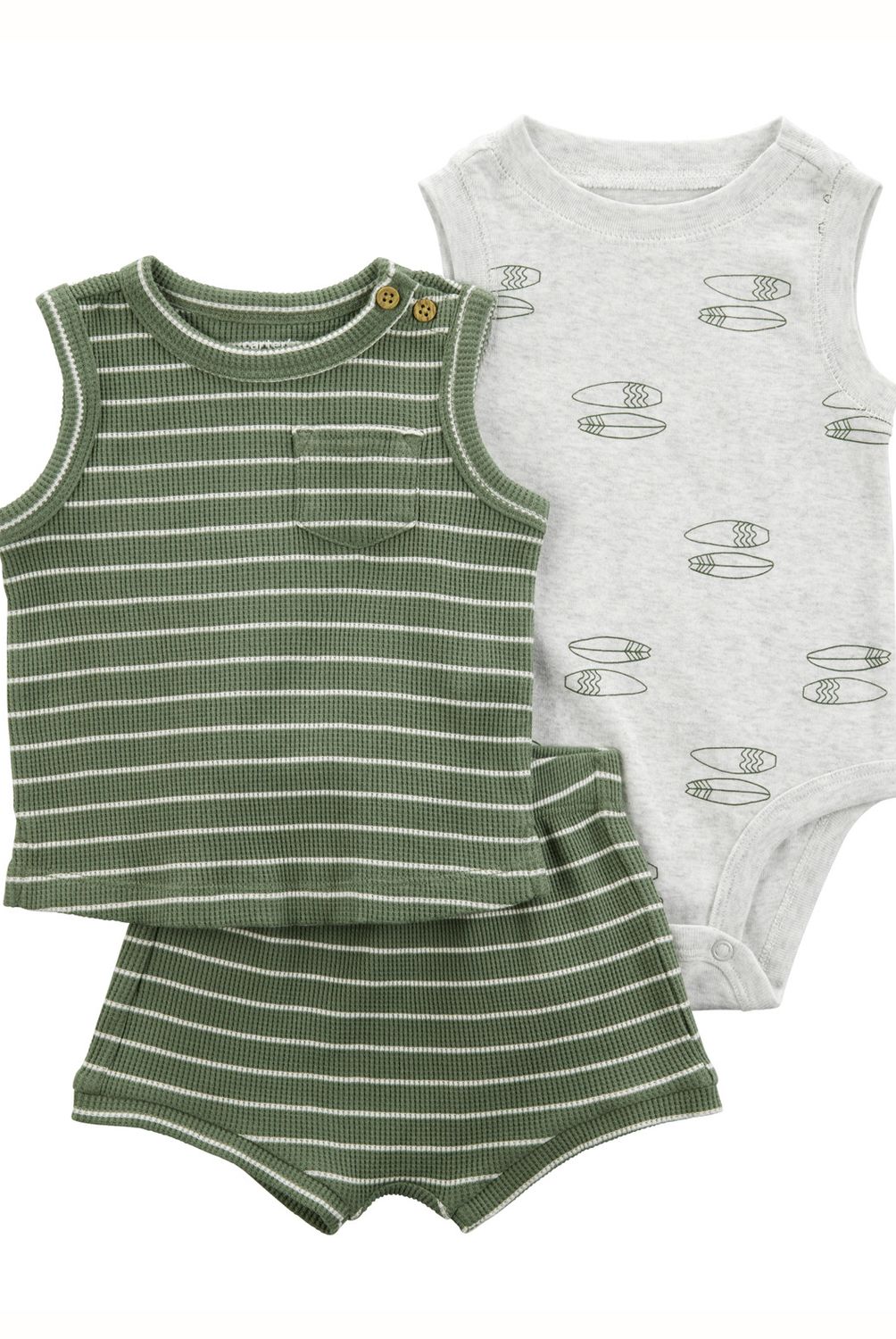 CARTER'S - Conjunto 3 Piezas Polera, Body Y Short Bebé Niño Carter's