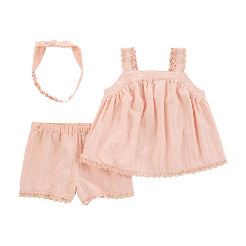 CARTER'S - Conjunto 3 Piezas Blusa, Short y Cintillo Bebé Niña Carter's