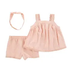 CARTER'S - Conjunto 3 Piezas Blusa, Short y Cintillo Bebé Niña