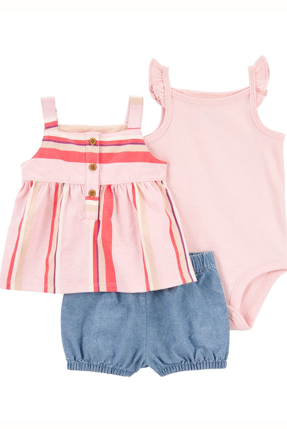 CARTER'S - Conjunto 3 Piezas Blusa, Body Y Short Bombacho Bebé Niña Carter's
