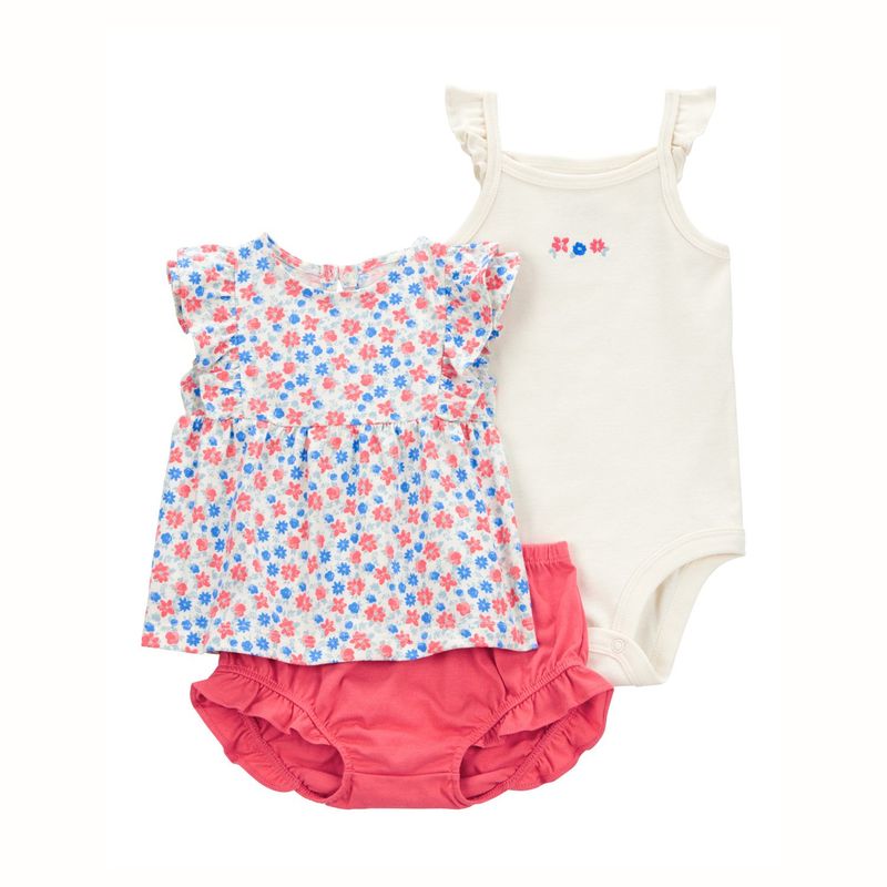CARTER'S - Conjunto 3 Piezas Polera, Body y Short Bombacho Bebé Niña Carter's