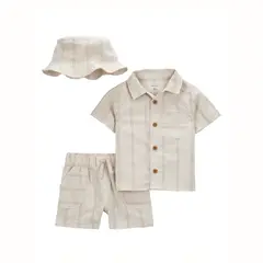 CARTER'S - Conjunto 3 Piezas Camisa, Gorro y Short Bebé Niño