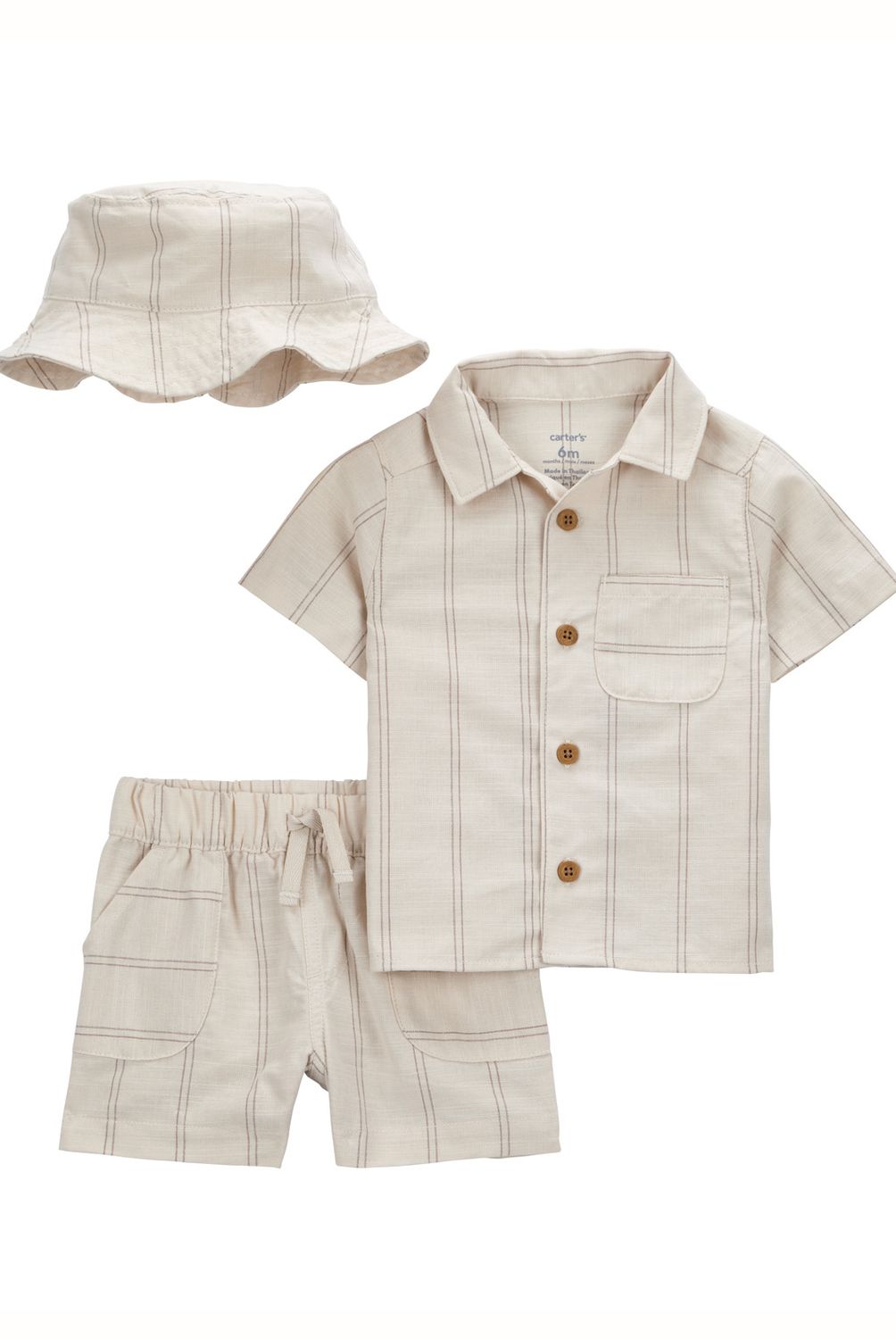 CARTER'S - Conjunto 3 Piezas Camisa, Gorro Y Short Bebé Niño Carter's