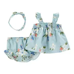 CARTER'S - Conjunto 3 Piezas Blusa, Short Bombacho Y Cintillo Bebé Niña