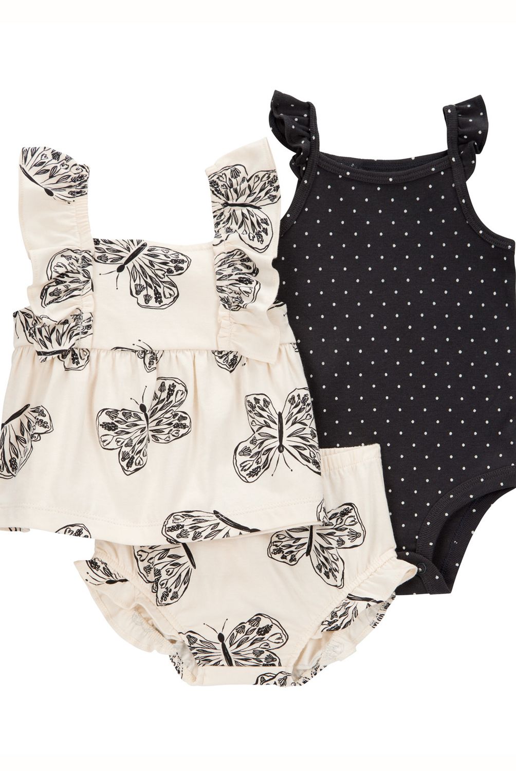 CARTER'S - Conjunto 3 Piezas Blusa, Body Y Short Bombacho Bebé Niña Carter's