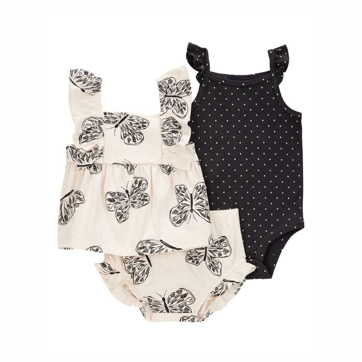 CARTER'S - Conjunto 3 Piezas Blusa, Body y Short Bombacho Bebé Niña Carter's