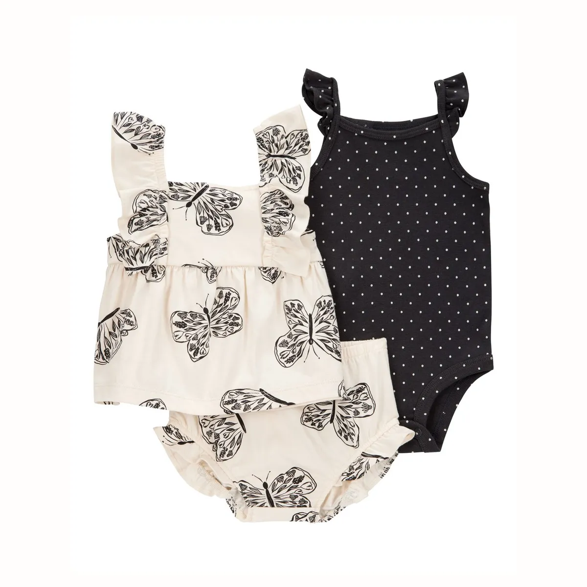 CARTER'S - Conjunto 3 Piezas Blusa, Body y Short Bombacho Bebé Niña Carter's