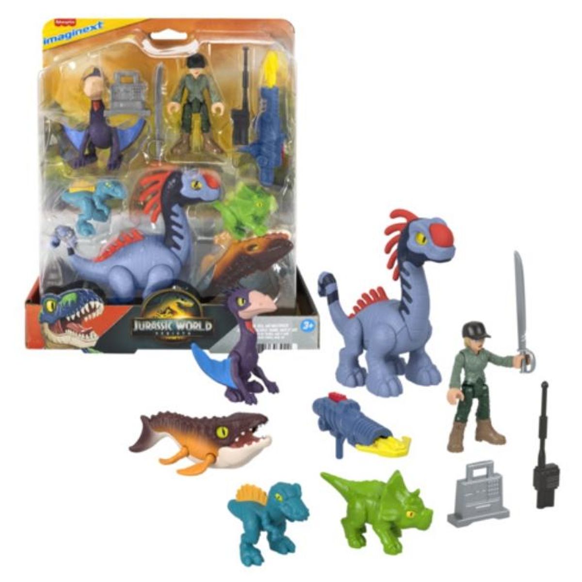 FISHER PRICE - Jurassic World Paquete de Dinos Tierra, Aire y Mar Imaginext Fisher Price