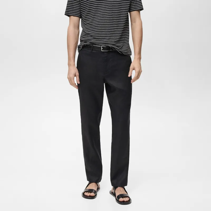 MANGO MAN - Pantalón Oyster 100% Lino Slim Fit Hombre Mango Man