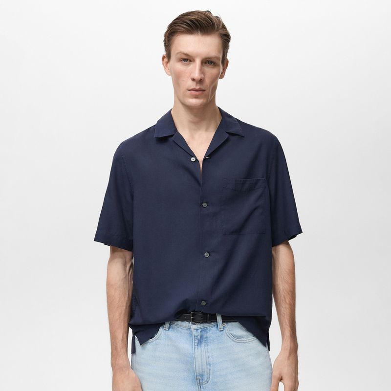 MANGO MAN - Camisa Malaga 100% Lyocell Regular Fit Hombre Mango Man