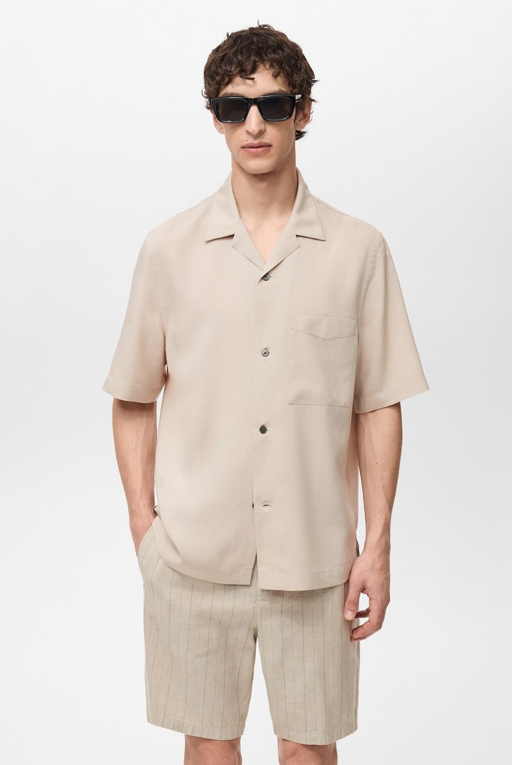 MANGO MAN - Camisa Malaga 100% Lyocell Regular Fit Hombre Mango Man