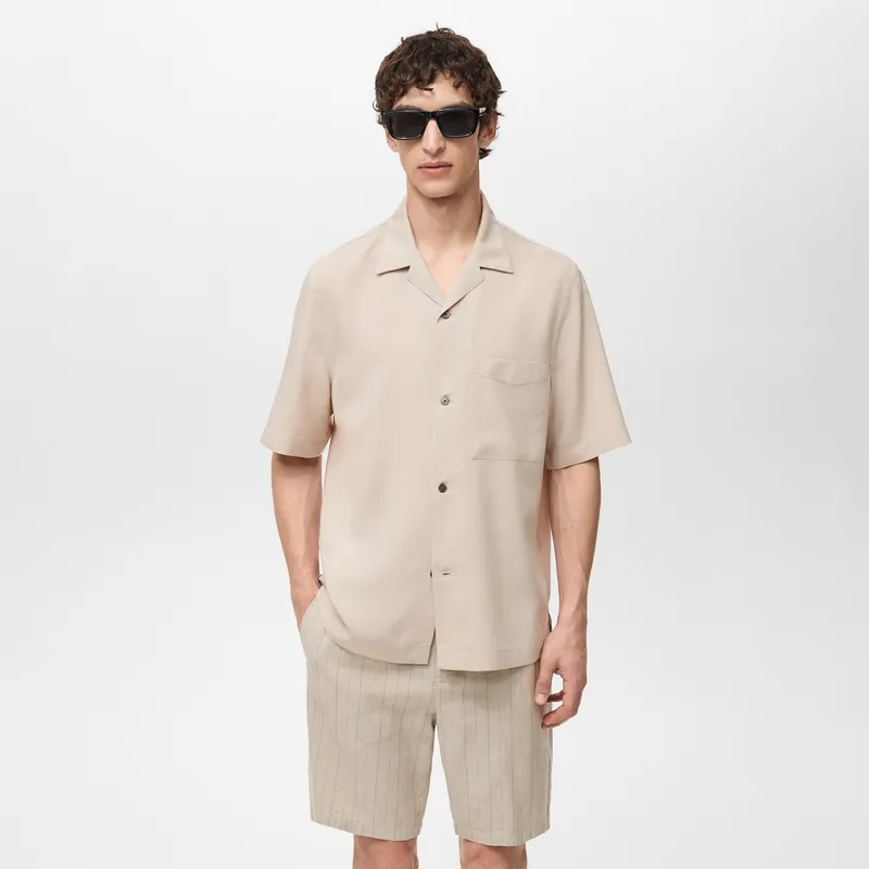 MANGO MAN - Camisa Malaga 100% Lyocell Regular Fit Hombre Mango Man