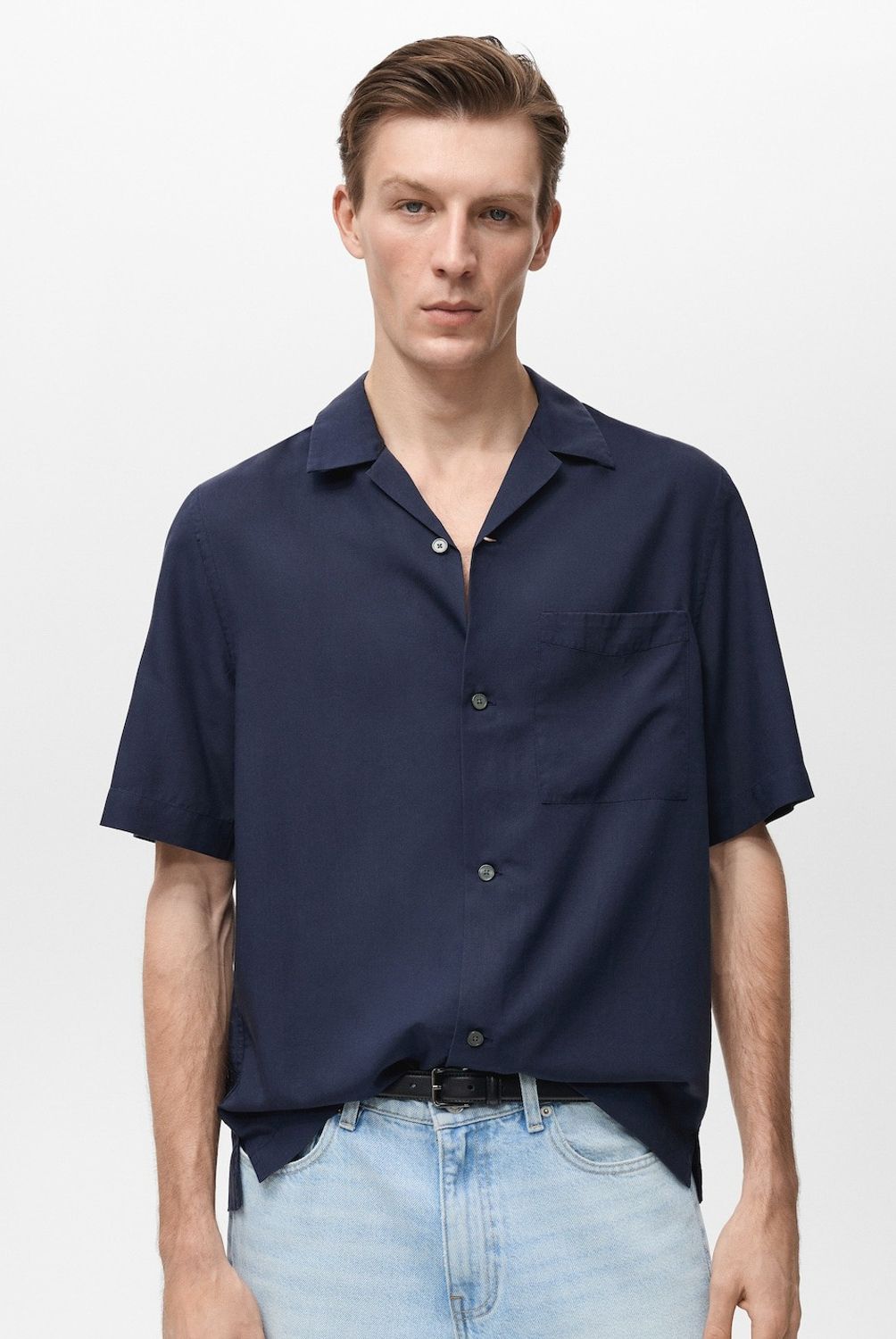 MANGO MAN - Camisa Malaga 100% Lyocell Regular Fit Hombre Mango Man