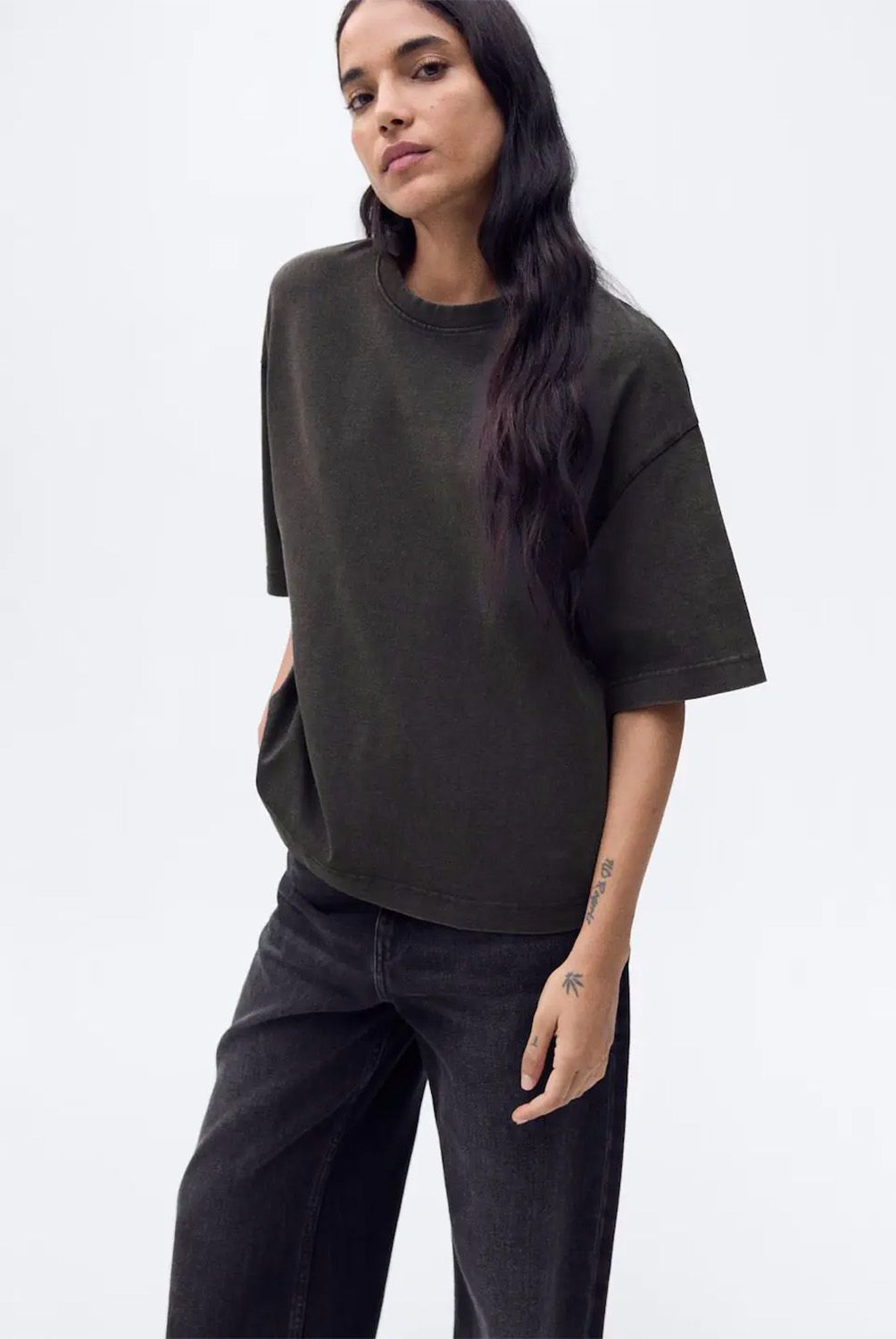 MANGO - Polera Algodón Oversize Mujer Mango