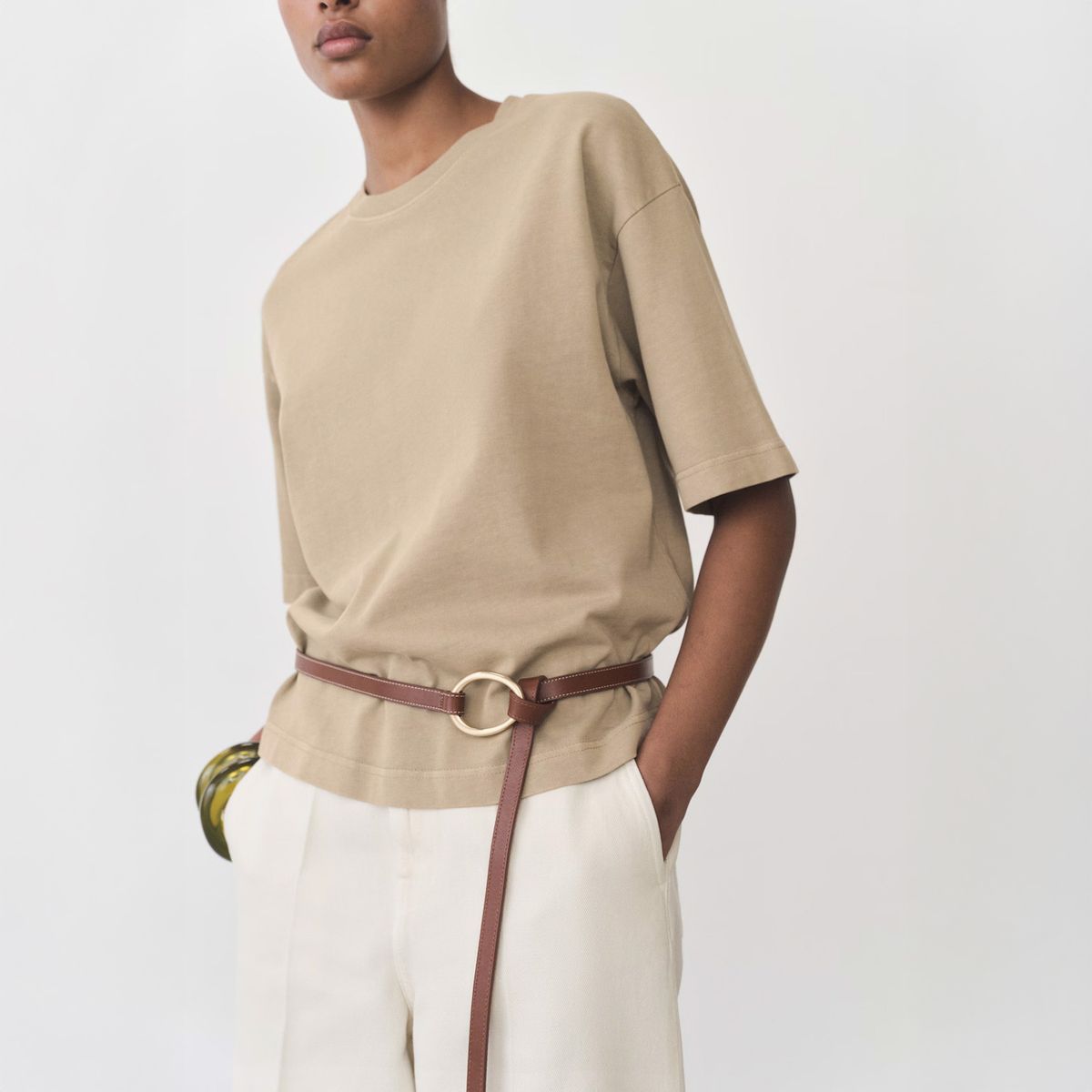 MANGO - Polera Algodón Oversize Mujer Mango