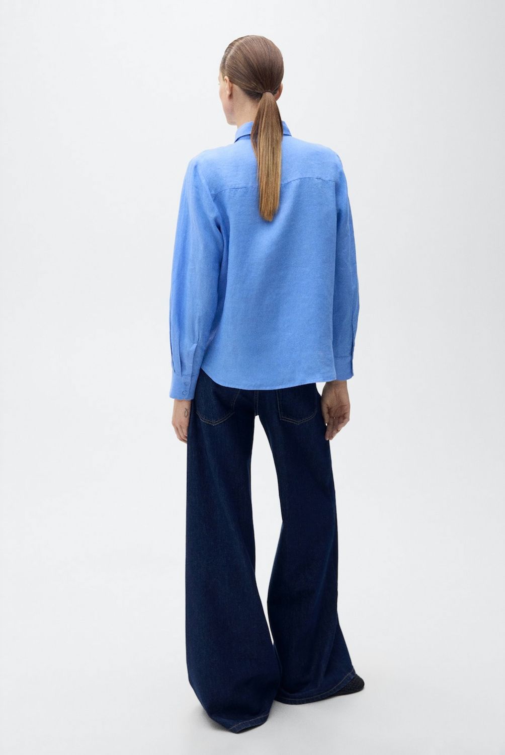 MANGO - Blusa Lino Bolsillo Mujer Mango