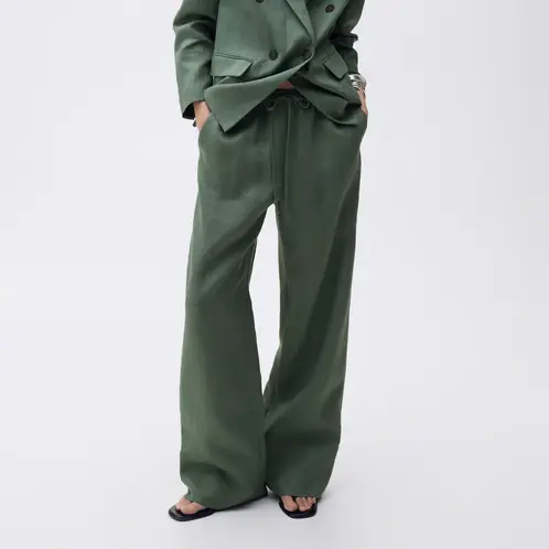 MANGO - Pantalón Recto Lino Mujer