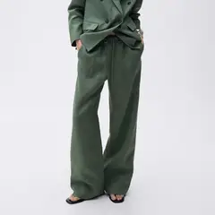 MANGO - Pantalón Recto Lino Mujer