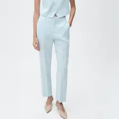 MANGO - Pantalón Traje Lino Mujer